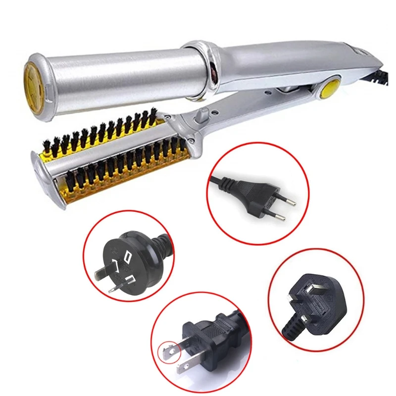 Professional Hair Straightening Iron Curling Iron 2 In 1 Multi Hair Styling Tool Flat With Brush hair styler