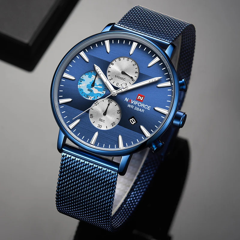 Мужские часы Топ люксовый бренд NAVIFORCE модные повседневные мужские часы полностью стальные водонепроницаемые деловые мужские часы Relogio Masculino