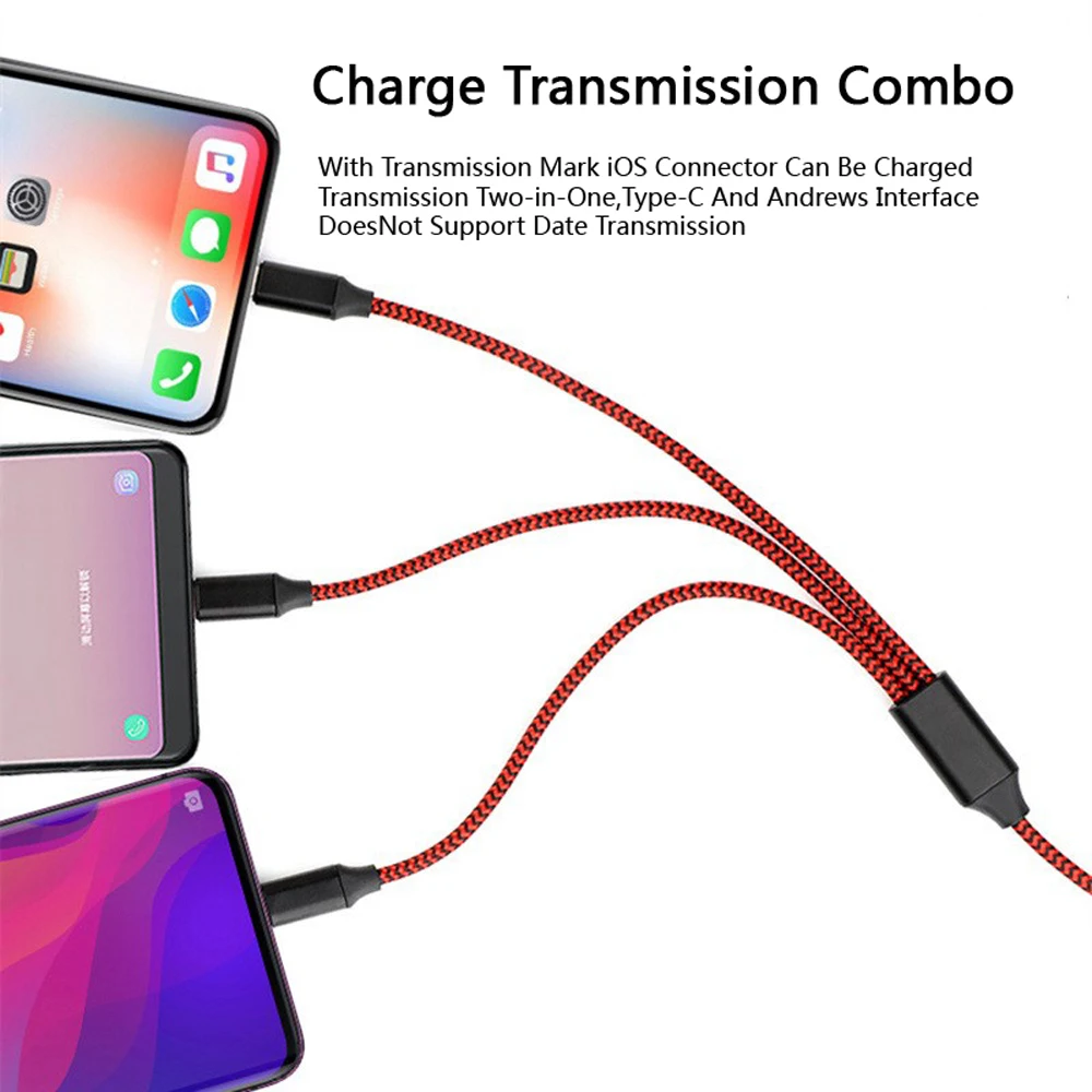 Usb-кабель для iPhone XS X 8 7 6 Max XR зарядное устройство 3 в 1 Micro USB кабель для Android USB TypeC телефонные кабели для Samsung S9