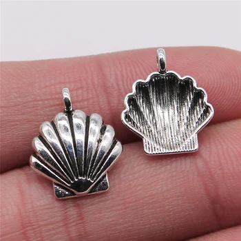 

WYSIWYG 15pcs Shell Pendant Charms Diy Jewelry Making Jewelry Finding Antique Silver Color 14x17mm
