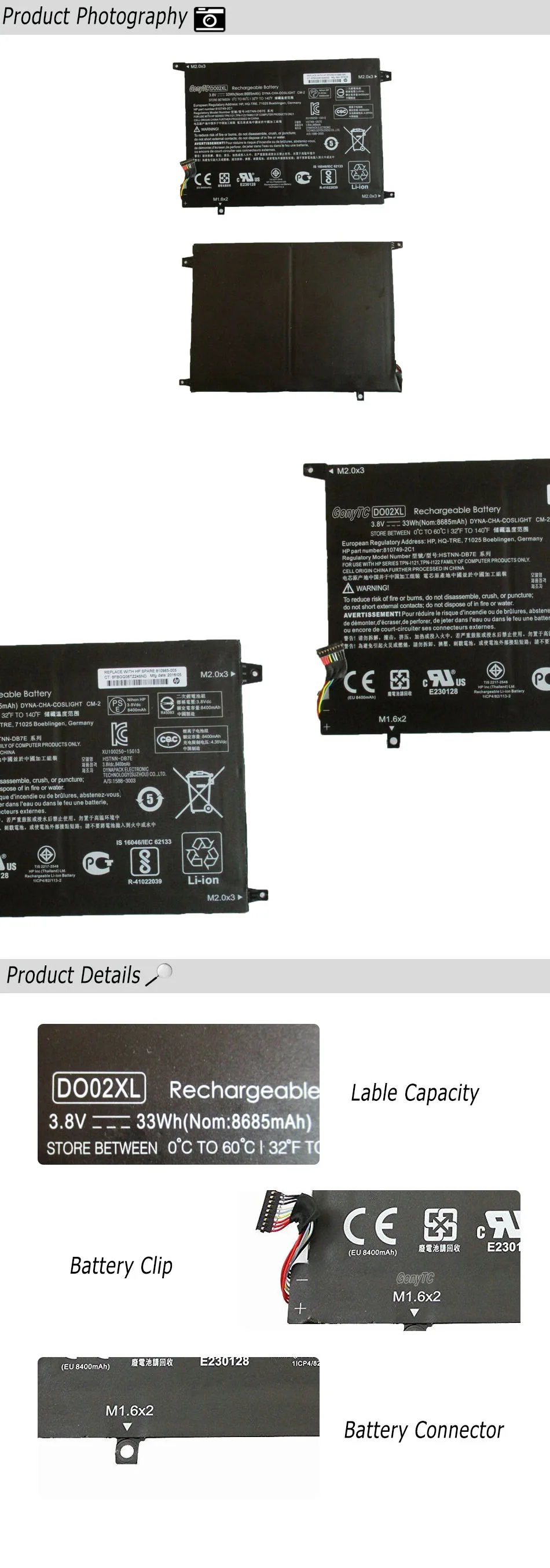 GONYTC DO02XL Аккумулятор для ноутбука HP Pavilion x2 10 планшет 10-N100 10-N121TU 10-N122TU HSTNN-LB6Y TPN-I121 TPN-I122 810985-005