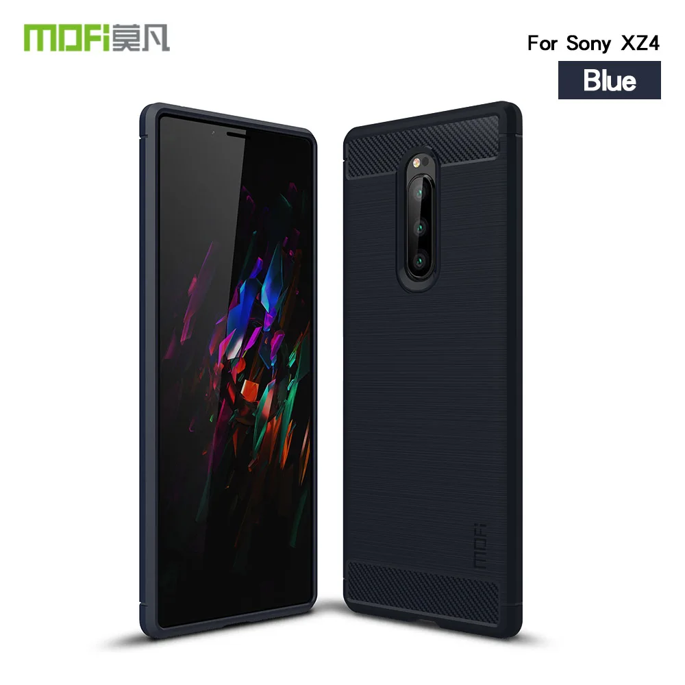 Синий Чехол для телефона Mofi для sony Xperia XZ4, компактный чехол из углеродного волокна, мягкий чехол из ТПУ для sony Xperia XZ4, задняя крышка, чехол для телефона - Цвет: Синий