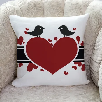 

Valentine'S Day Birds Love Pattern Pillow Covers Cases Cushion Pillowcase Square Print