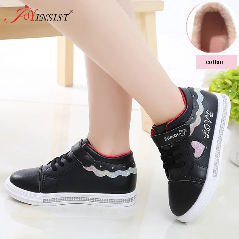 Сезон весна-осень; 2019Children'sShoesCasualShoesNon-slipShoesRunningShoesStudentsWinterTrendFlatShoesBoardShoesSmallWhiteShoes - Цвет: Black (cotton)