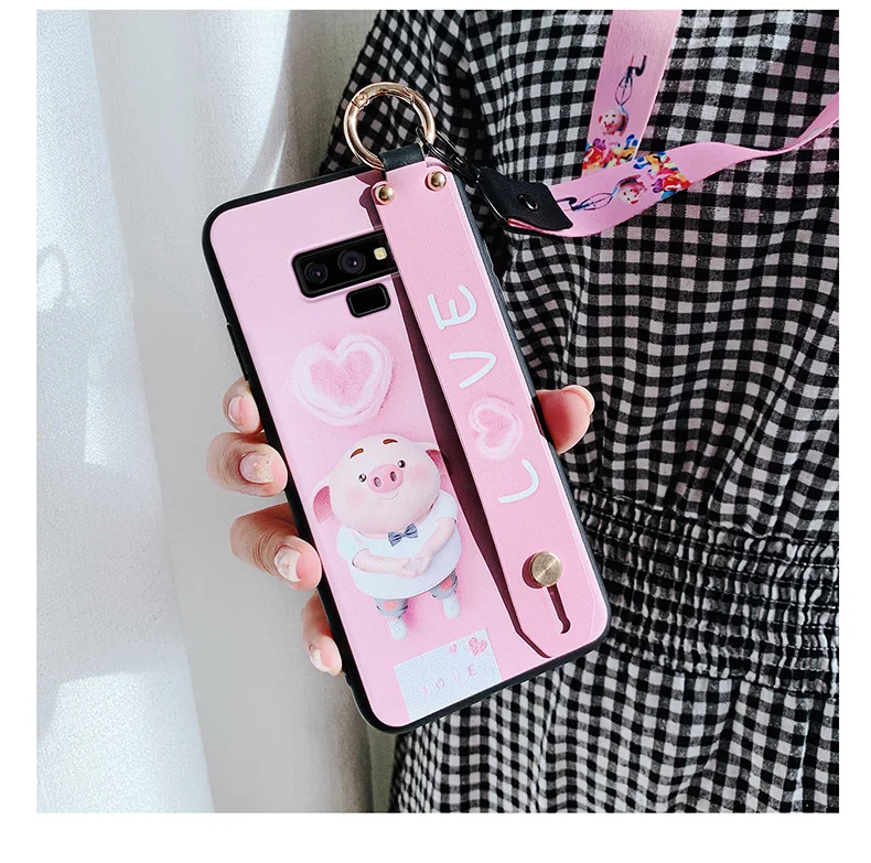 As shown in SAM S10 милый Doraemon ремешок чехол для телефона для samsung S10 plus/S9/S8 plus/Note 10 pro 8 9 мультяшная Маргаритка задняя крышка+ ремешок - Цвет: As shown in