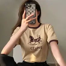 Rowling pony wagon shirt womens vintage cotton short sleeve o-neck t-shirt 2021