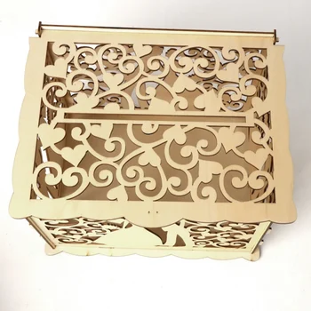 

Hollow Design DIY Wedding Card Box With Lock And Card Sign Gift Card Diy Rustic Hollow Wedding Money Box Unique Foldable