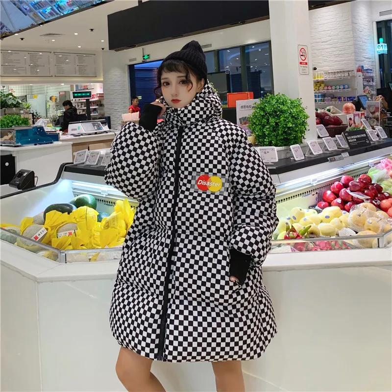 Зимняя хлопковая парка Harajuku Bf, съемная свободная стеганая длинная куртка с капюшоном, женская уличная одежда, модное пальто 6XL