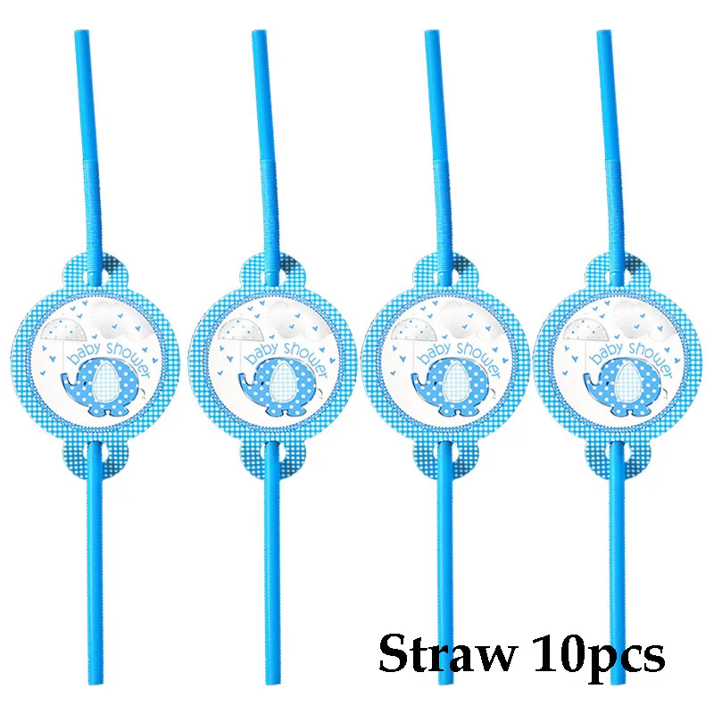 straw 10pcs Вечерние столовые приборы С Рисунком Слона из мультфильма, бумажные полотенца для мальчиков на день рождения, вечерние одноразовые столовые приборы - Цвет: straw 10pcs