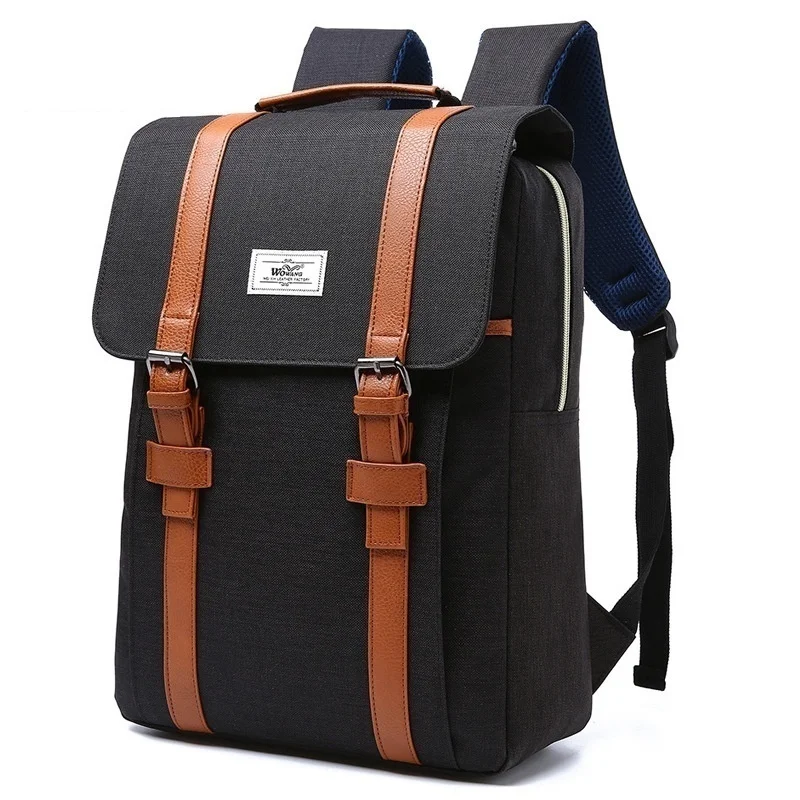 black backpack 1 шт. Мужской Женский Повседневный винтажный рюкзак для ноутбука, рюкзак для путешествий, отдыха, бизнеса, компьютерный рюкзак для женщин, Mochila Feminine - Color: black backpack
