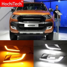 Feu de jour pour Ford Ranger LED, 2015, 2016, 2017, phare antibrouillard pour pare chocs avant, clignotant, blanc, ambre, DRL 