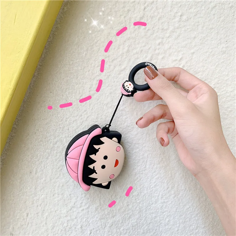 3D милые японские мультфильмы Chibi Maruko корпусы гарнитурные для Apple Airpods 1/2 Забавный силиконовый защитный чехол для наушников Аксессуары