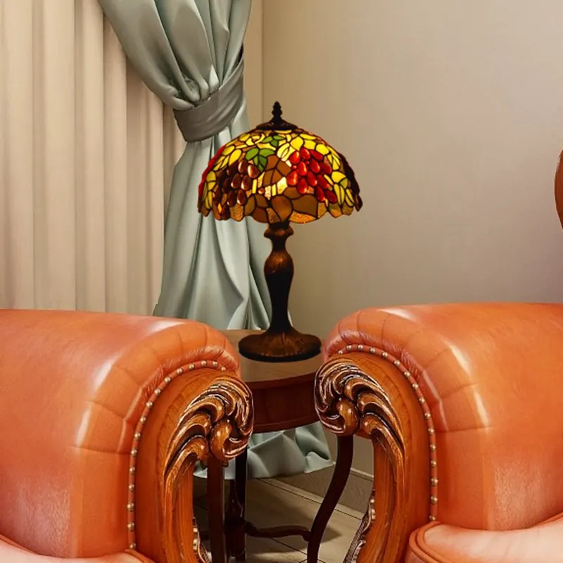 Тиффани стиль настольная лампа Настольный светильник виноград светильник ing 18 дюймов в высоту 12 дюймов широкий оттенок для гостиной кофе спальня колледж