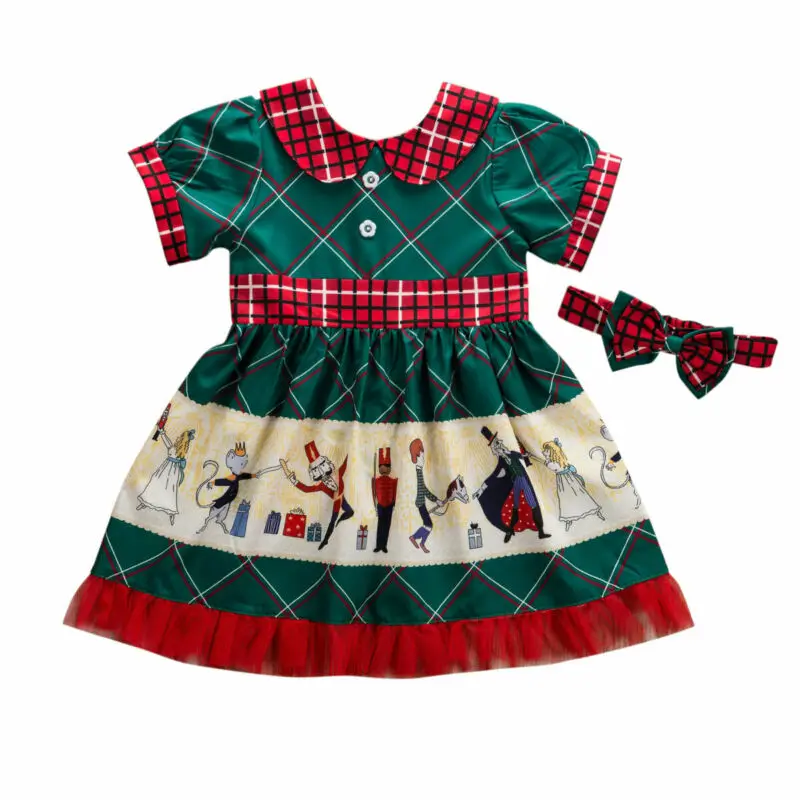 CANIS/От 1 до 6 лет; комплект из 2 предметов для маленьких девочек; рождественские вечерние платья-пачки с короткими рукавами и изображением Санта-Клауса