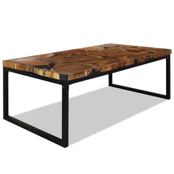 

vidaXL Coffee Table Teak Resin 110x60x40 cm Black and Brown