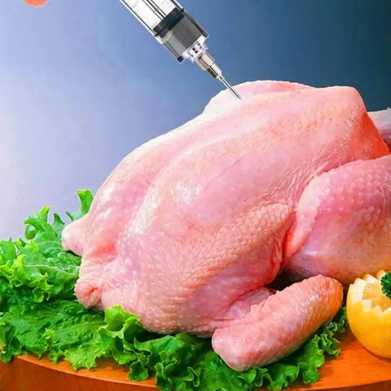 PP Stainless Steel Needles Spice Syringe Set BBQ Meat Flavor Injector Kithen Sauce Marinade Syringe Accessory Meat Claws