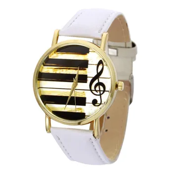 

Watch Women Vintage PU Leather Casual Dress Gold Piano Music Watches Reloje Mujer Montre Femme