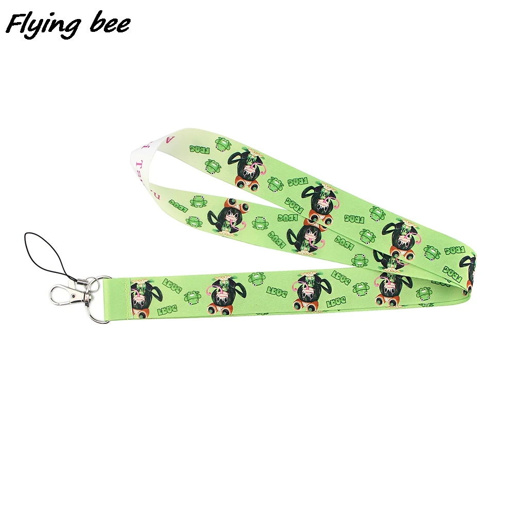 

Flyingbee Green Frog Girl My Hero School Anime Lovers Key Chain Lanyard Neck Strap For USB Badge Holder DIY Hang Rope X1156