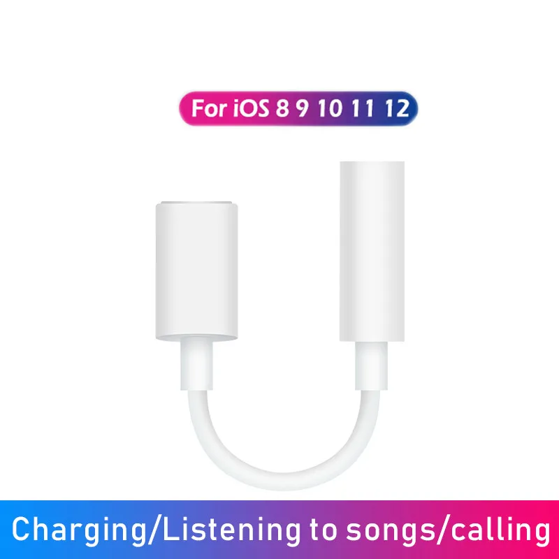 

New 3.5mm Support for IOS 12 for Lightning Audio Converter Headphone Jack Adapter Play Music for IPhone X XR Xs Max 8 7 Plus