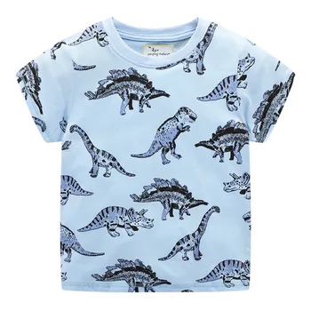 

2020 Summer Kids Boys T Shirt Cute Dinosaur Cartoon Print Short Sleeve O-neck Cotton T-shirts Tops Fashion Children T-shirt 6541