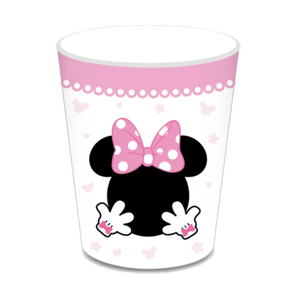 52Pcs/New Disney Pink Minnie Mouse Kids Birthday Party High Quality Paper Cups Baby Shower Decorations Supplies Set Tableware