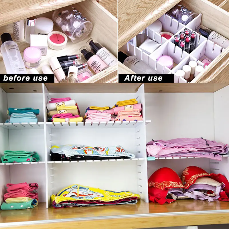 

Hot Adjustable Clapboard Drawer Divider Partition Storage Wardrobe Storage Organizer XJS789