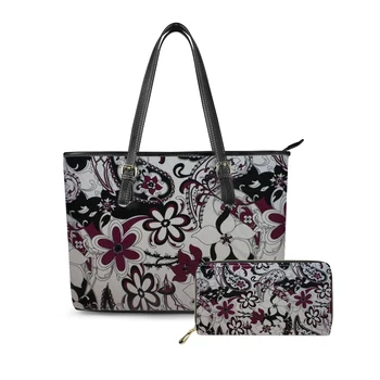 

Wholesale Cheap Designer Ladies Shoulder Bags Polynesian tribal style Pattern custom Large Leather Handbags Tote Bag PU wallet