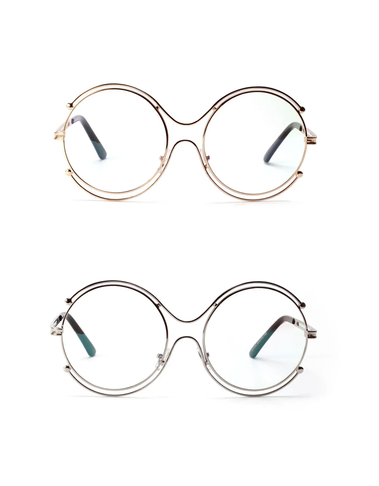 Multi-circle large round metal flat mirror female trend fashion glasses male