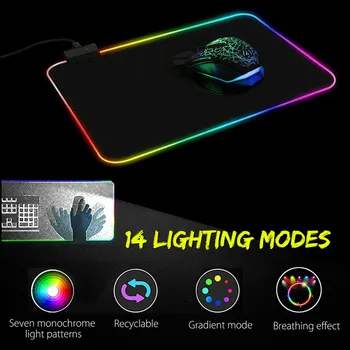 

RGB Gaming Mouse Pad LED Luminous Colorful Large Gamer USB Computer Keyboard Mousepad Non-slip Blanket Desk Mat For PC