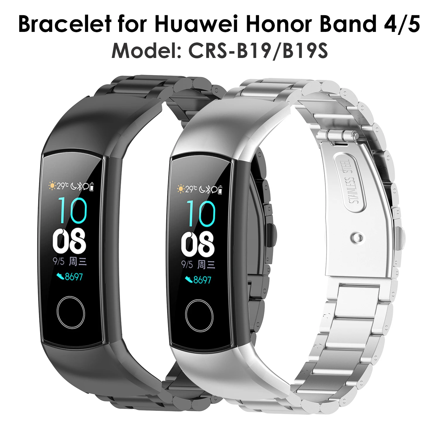 

2020 Metal Strap for Huawei Honor Band 5 Wristband Steel Bracelet Honor Band 4 Accessories Stainless Watchband Woman Man New