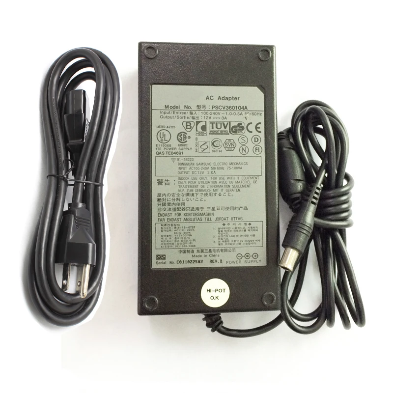 Для samsung AD-3612S SAD03612A-UV 12 В ЖК-монитор адаптер переменного тока PSCV360104A-б/у