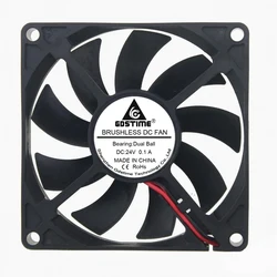 Gdstime – ventilateur de refroidissement 24V, 1 pièce, 80x80x15mm, 2 broches, 80mm, 8cm, 8015 Dual Ball, boîtier d'ordinateur sans balais 