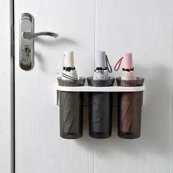 

Wall-mounted Umbrella Holder Punch Free Umbrella Drain Storage Rack Hydroponic Planting Stand 3 Cup For Hallway Home Office