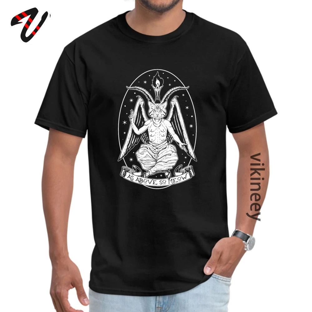 Newest Men Tops Shirt CatBAPHOMET Summer Top T-shirts Pure Cotton Short Sleeve Custom T-shirts O Neck Free Shipping CatBAPHOMET0705 black