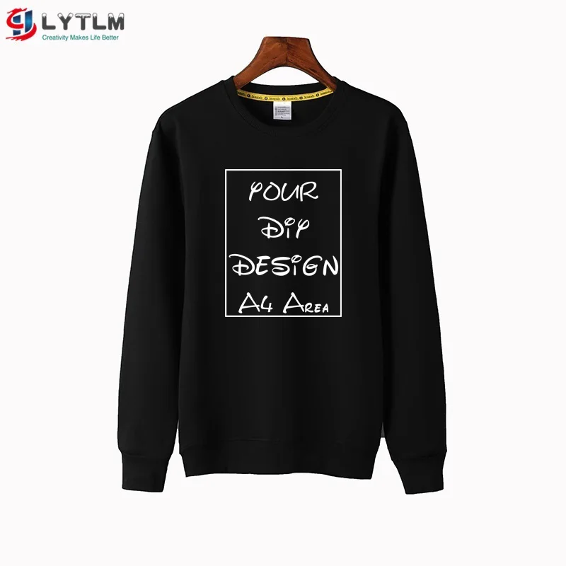 LYTLM/толстовка с логотипом на заказ; одежда для маленьких девочек; тонкая махровая Толстовка Bluzy Chlopiece для детей с принтом; топы с длинными рукавами для маленьких мальчиков - Цвет: WY6119 Black
