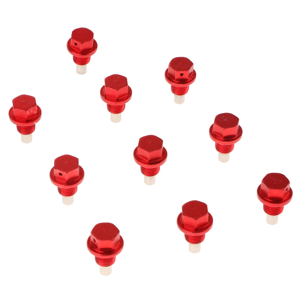 10pcs Red Magnetic Oil Drain Bolt Plug For Honda Dirt Pit Bike M12x1.5