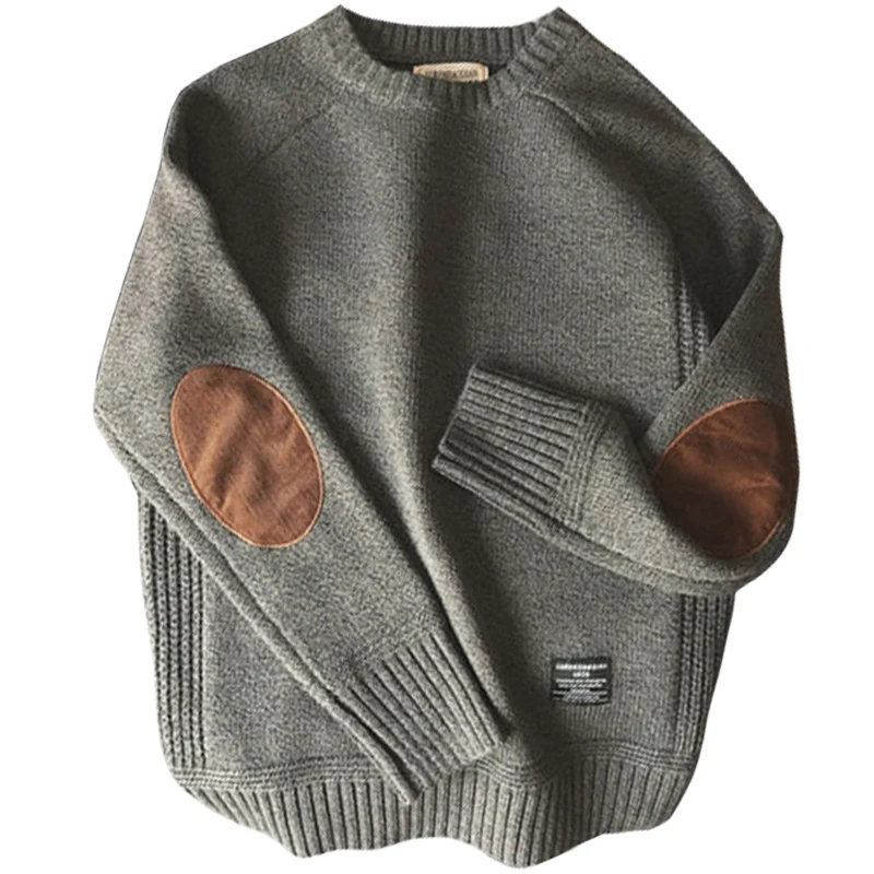 New Men Pullover Sweater Fashion Patch Designs Oversized Knitted Sweater Harajuku Streetwear Thick O Neck Causal Pullovers Wool 2