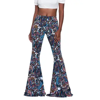 

Boho Geometric Print Women High Waist Bell Bottom Loose Wide Leg Flared Pants