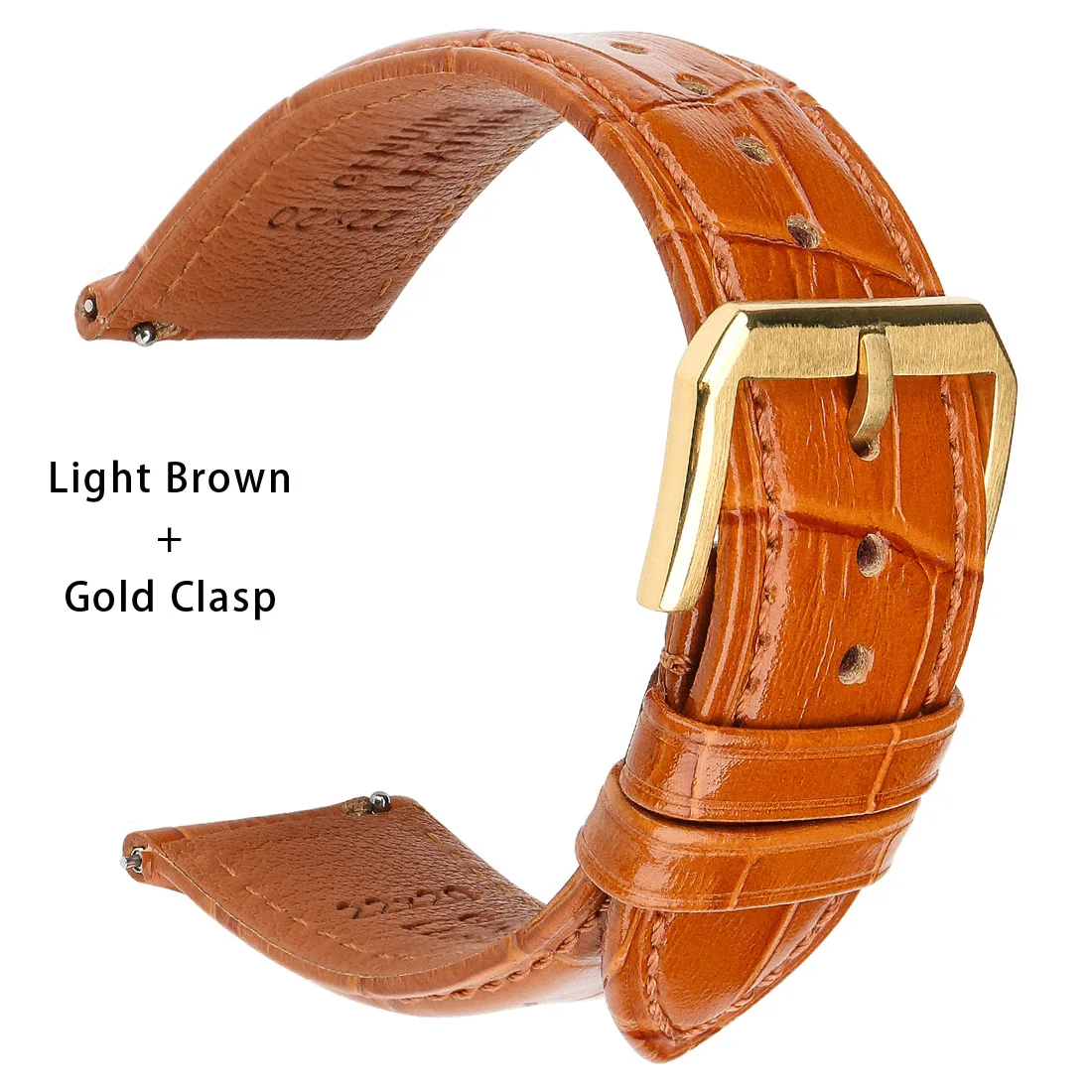 Elegant Two-Tone Leather Watch Strap with Butterfly Buckle
