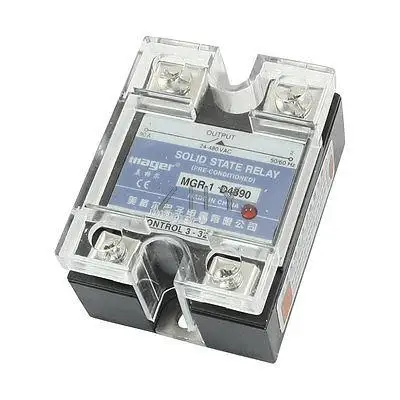 

DC3-32V AC24-480V 90A 4 Screw Terminal One Phase Solid State Relay w Clear Cover