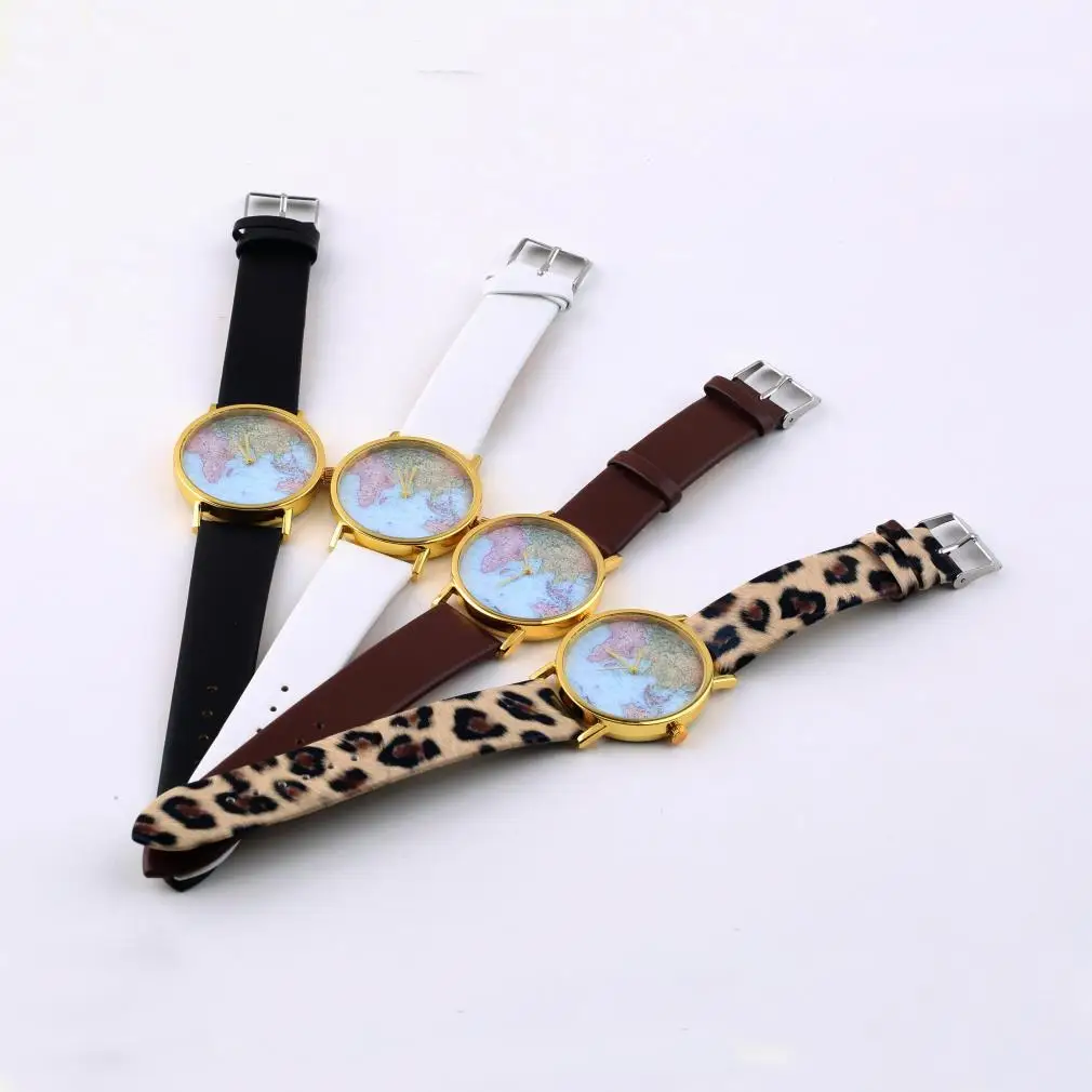 

OUTAD Fashion Women Female Girl Watch Synthetic Leather Alloy World Map Globe Analog Quartz Retro Wrist Watches 4 Styles