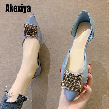 

Women Flats Wedding Shoes Metal decoration Pointed Toe fashion Shoes Flat Slip On Gold Spring Female Party Shoes Comfortable