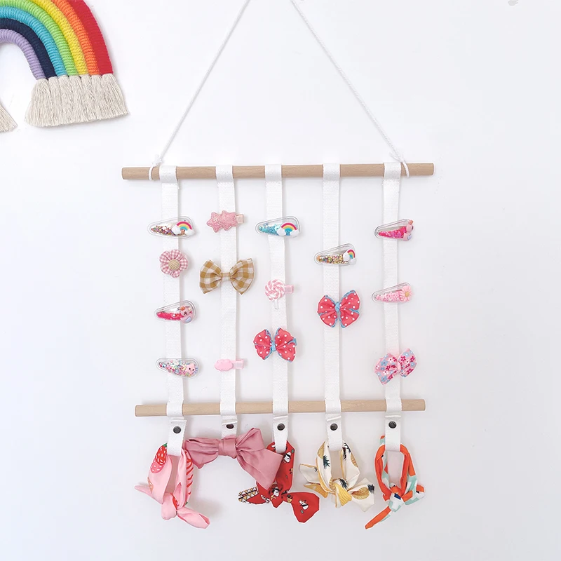 

Girls Hair Bow Holder Hair Clips Accessories Hanger Hairpin Storage Belt Headbands Organizer Kids Bedroom Nursery Wall Decor