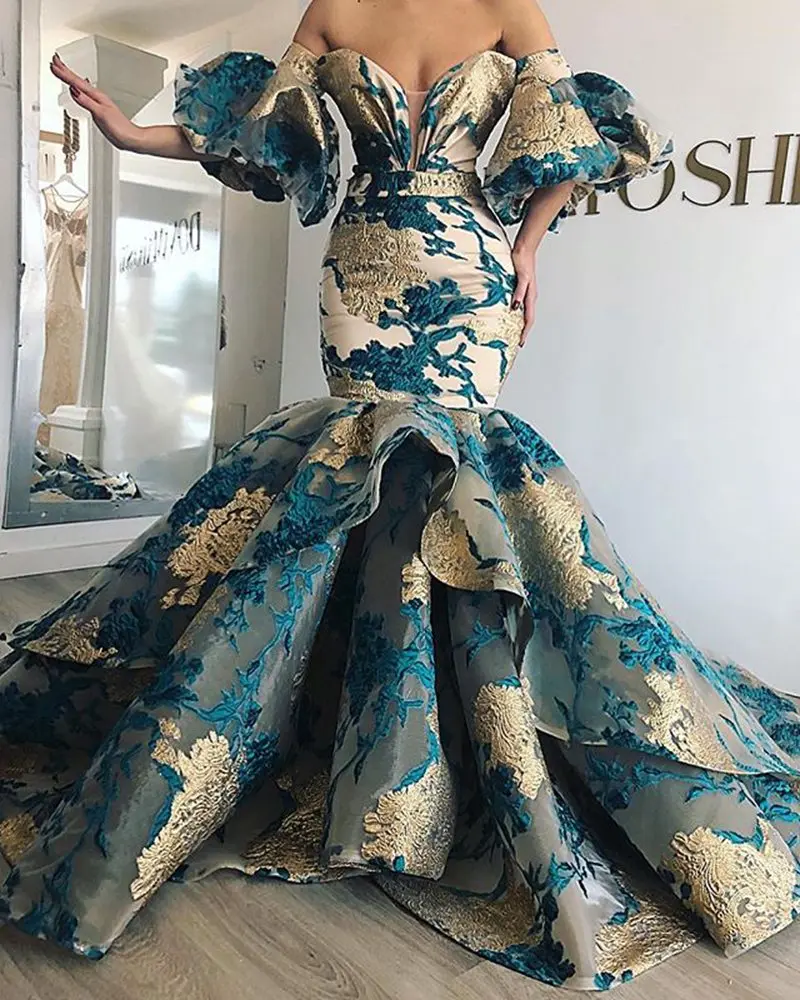 Same as pic Длинные арабские вечерние платья Русалка с коротким рукавом Милая элегантные кружевные вечерние женские вечерние платья - Цвет: Same as pic