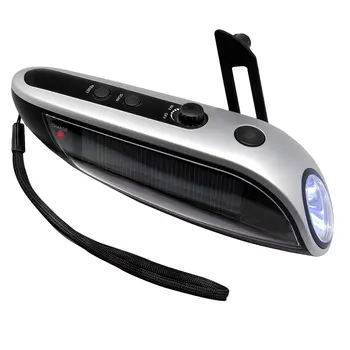 

XLN811B Small Solar Flashlight 4LED Radio USB Flashlight Hand Crank Power Flashlight Gray Emergency Light