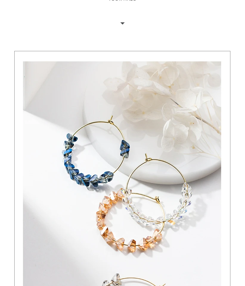 New Fashion Crystal Beads Big Circle Hoop Earrings 925 Sterling Silver Earring For Women Bohemian Wedding Engagement Jewelry (6)
