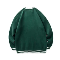 2024 autumn and winter new American college style striped round neck pullover retro sweater 2