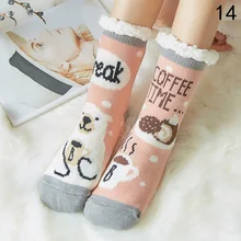 Зимние носки женские толстые плюшевые хлопковые носки теплые Нескользящие домашние носки-тапочки для девочек рождественские подарки, Носки с рисунком ковра новые мягкие