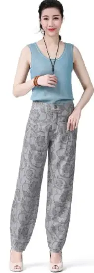 Осенние и летние новые женские брюки-фонарики с высокой талией, тонкие хлопковые и льняные брюки больших размеров, брюки-морковки AE70