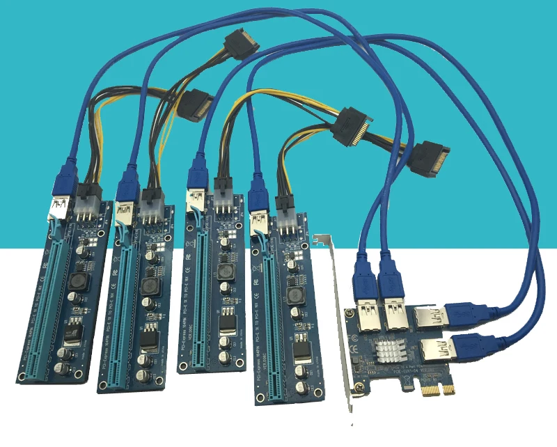 USB 3.0 PCI E Райзер карта Express 16X адаптер 60 см SATA 15 6 контактов Кабель питания Шнур для